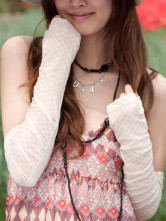 Cotton Lattice Pattern Sunproof Gloves For Women