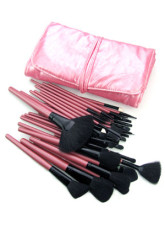 Professional 32 morceaux Makeup Brush Set avec boîtier Fuchsia