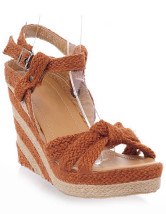 Cane Woven Pattern Twisted Womens Wedge Heel Espadrilles
