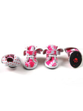 Green/Pink Floral Canvas Pet Dog Anti-Slip Shoes
