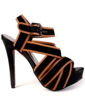 Cool Black Silk And Satin Stiletto High Heel Women's Gladiator Sandals