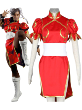 Red Street Fighter Chun-Li Cosplay Costume