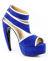 Attractive Zipper Chunky Heel Sheepskin Suede Womens Dress Sandals