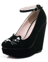 Ankle Strap Lovely Animal Pattern PU Womens Wedge Shoes