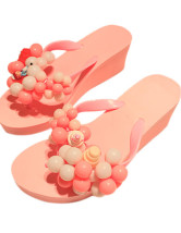 Plastic Beading Wedge Jelly Slip-Slops For Women