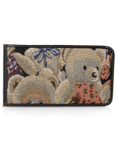 Bear Jacquard Polyester Snap Card Holder Wallet