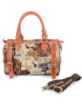 Nice Bear Jacquard Polyester Brown Tote Bag