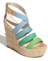 Color Block Woven Open Toe Cloth Womens Espadrilles