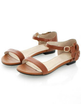 Flat Flower Casual Open Toe Sheepskin Womens Beach Sandals
