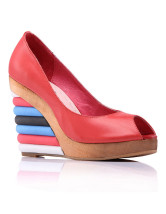 Colorful Wedge Heel Peep Toe Womens Clogs
