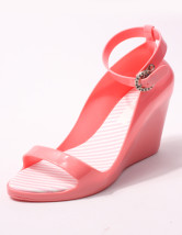 Pink Open Toe Ankle Strap Plastic Jelly Shoes