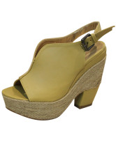 Chunky Heel Open Toe Buckle PU Womens Espadrilles