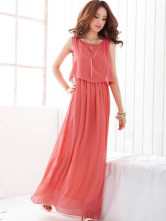 Attractive Sleeveless Chiffon Womens Maxi Dress