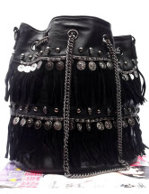 Мода панк прочистки заклепки Drawstring ПУ рынк Креста тела сумка