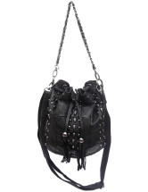 Punk Skull Head Rivet Sheepskin Womens Cross Body Bag