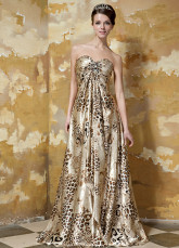 Golden Empire Waist Sweetheart Women's Evening Dress
