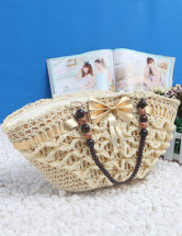 Paille élégant tissé creux en dentelle décoration Tote Bag