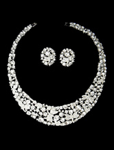 単純な素晴らしい銀ラインス トーン花嫁の結婚式の宝石類セット