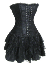 Black Tiered Ruffled Layered Satin Skirt