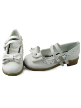 White Sweetheart Shaped Buckle PU Lolita Shoes