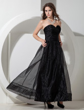 Black Organza Sweetheart Floor Length A-line Bridesmaid Dress