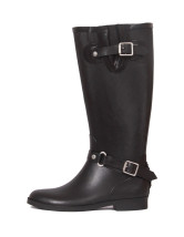 Black Almond Toe Pony Heel Plastic Modern Rain Boots