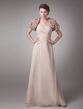 Sheath Champagne Chiffon Ruched Dress For Mother of the Bride 