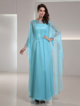 A-line Scoop Neck Ankle-Length Light Sky Blue Chiffon Mother of the Bride Dress 