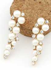 Elegante Bianco bordare della lega delle donne orecchini di goccia-No.1
