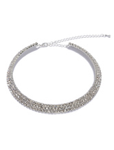 Glittery Metal Rhinestone Silver Wedding Bride's Necklace