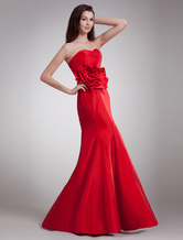 Vestido de noche vestido Floral tafetán rojo elegante cuello Femenil 
