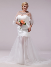 Brautkleid mit Schleppe (semitransparent) Milanoo