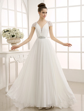 Cap Sleeve Wedding Dress with Illusion Lace Back
