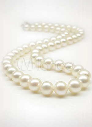 Elegant S925 Clasp 7.5-8mm White Fresh Water Pearl Womens Pearl Necklace
