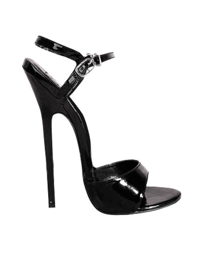 6 1/4\'\' High Heel Black Patent Sexy Open Toe Sandal