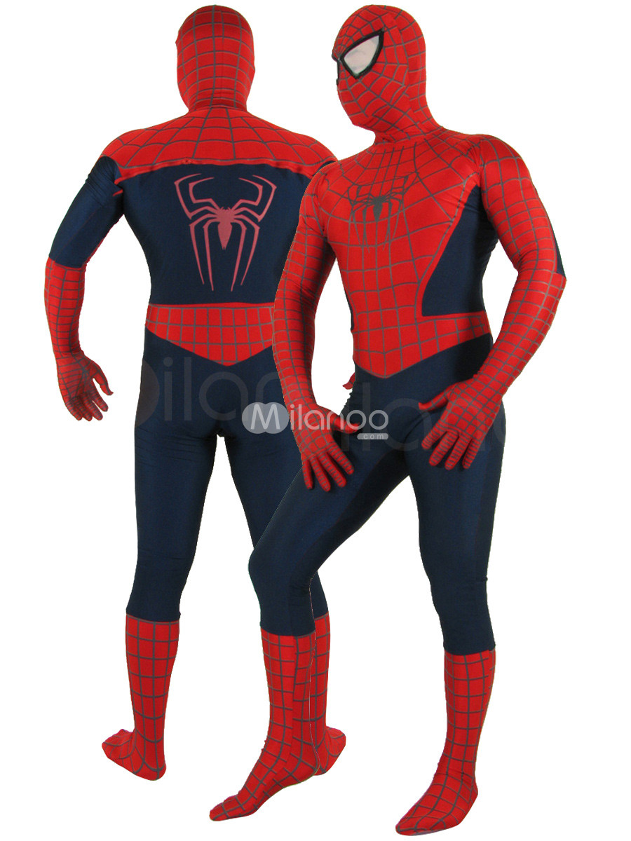 Lycra Spandex Unisex Red Spiderman Costume Outfit Zentai