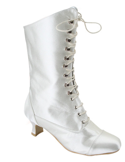 Fashion Western Boots Wholesale on Ivory Satin Lace Tie Boots   Milanoo Com