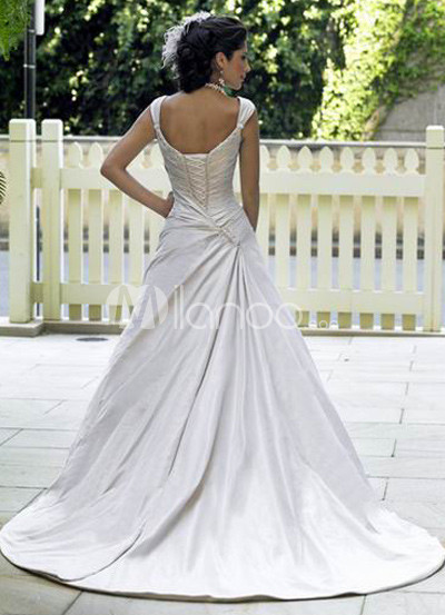 Wedding Gown Garment Bags on Pleated Taffeta Wedding Dress   Milanoo Com