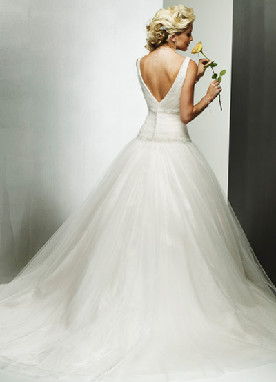 Princess Wedding Dresses on Princess A Line V Neck Satin Wedding Dress Milanoo Com