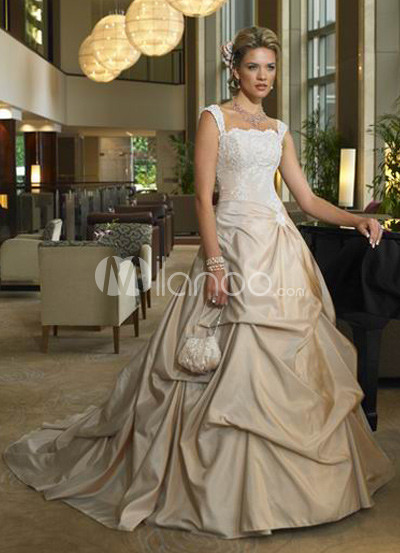 Wedding Gown Garment Bags on Taffeta Lace Pick Up Wedding Dress   Milanoo Com