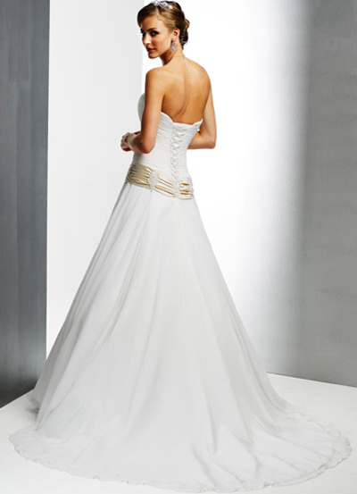 Sashes  Wedding Gowns on White Satin Chiffon Sash Wedding Dress   Milanoo Com