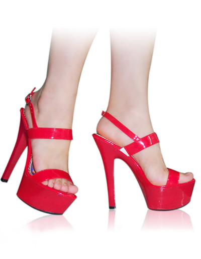 6" High Heel Red Patent Platform Sexy Sandals