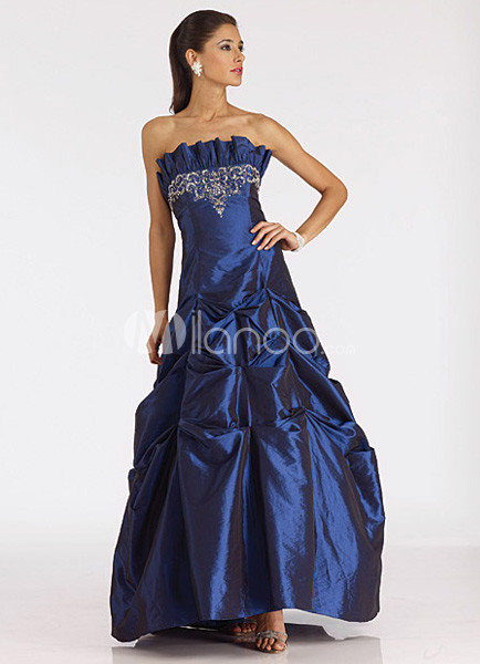 Gorgeous Ball Gown Strapless Beaded Taffeta Evening Dress