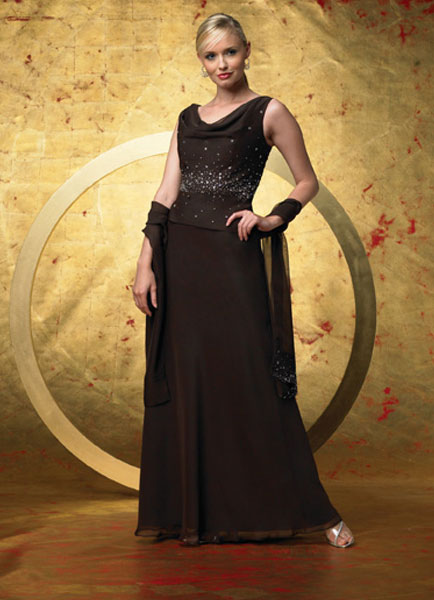 Beading Wrap Chiffon Mother Of Bride And Groom Dress