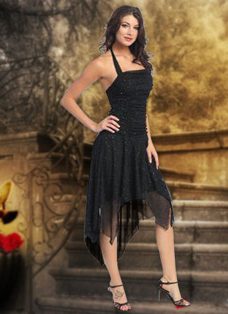 Black Halter Dress on Black Halter Chiffon Satin Long In Back Short In Front Prom Dress