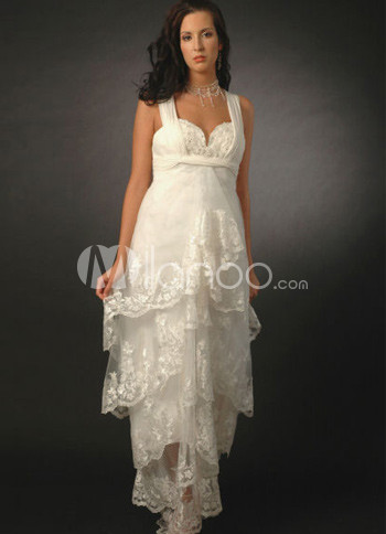 White Layered Satin Lace Sweetheart Maternity Wedding Dress White Layered Satin Lace Sweetheart Maternity Wedding Dress