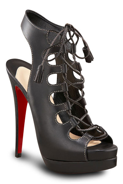 5 1/2'' High Heel Black Cowhide Sexy Sandals