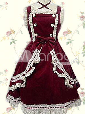 Cotton Dark Reddish Brown Sleeveless Cotton Classic Lolita Dress Cotton Dark Reddish Brown Sleeveless Cotton Classic Lolita Dress
