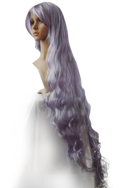 Women's 120cm Silver Purple Long Curly Cosplay Wig