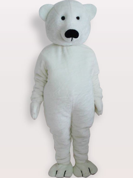 White Bear Short Plush Adult Mascot Costume